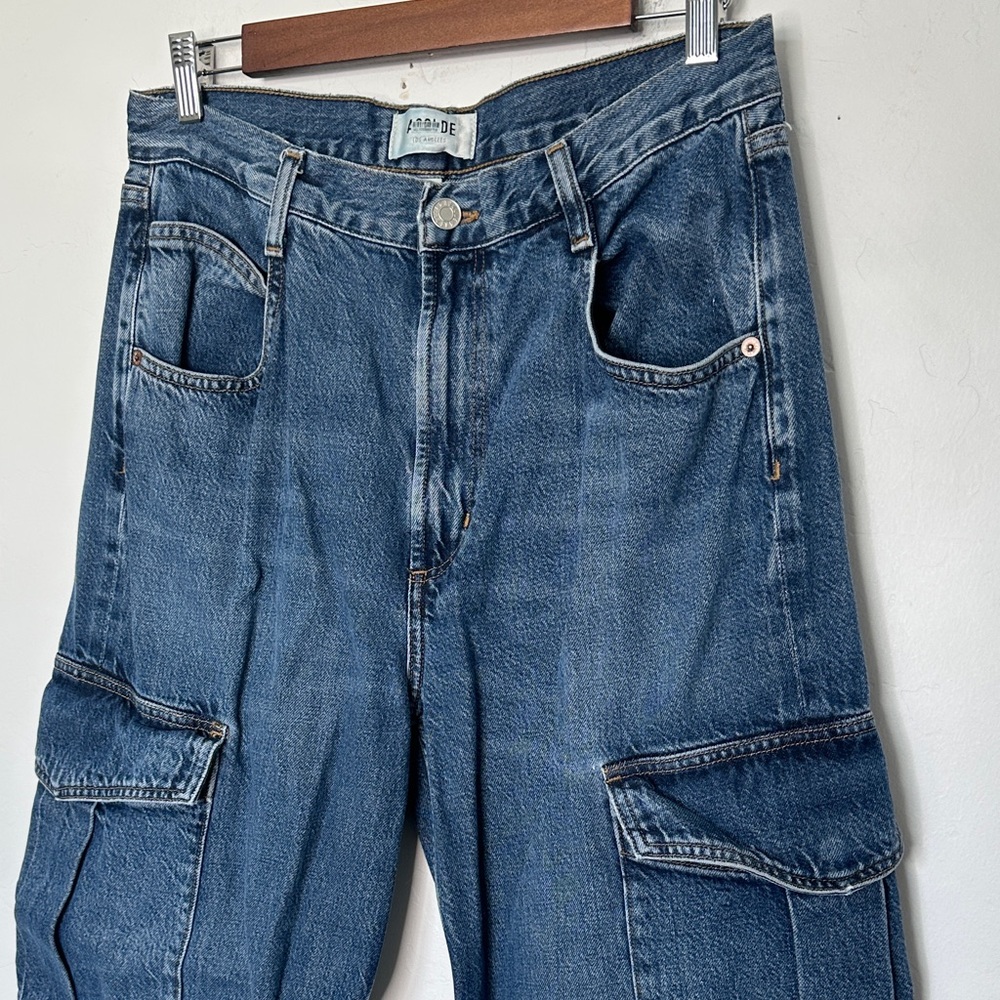 AGOLDE Minka Cargo Wide Leg High Rise Jeans Path Wash Size 29 - Picture 3 of 9